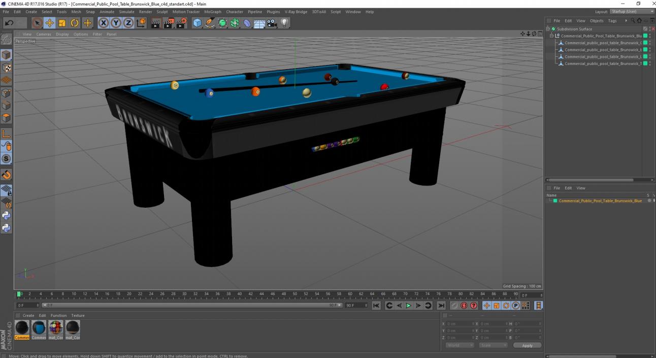 3D model Commercial Public Pool Table Brunswick Blue 2