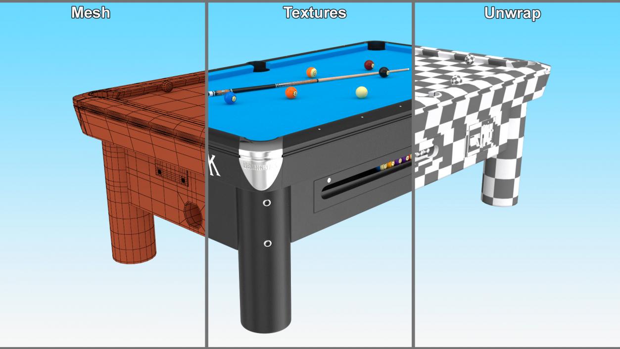 3D model Commercial Public Pool Table Brunswick Blue 2