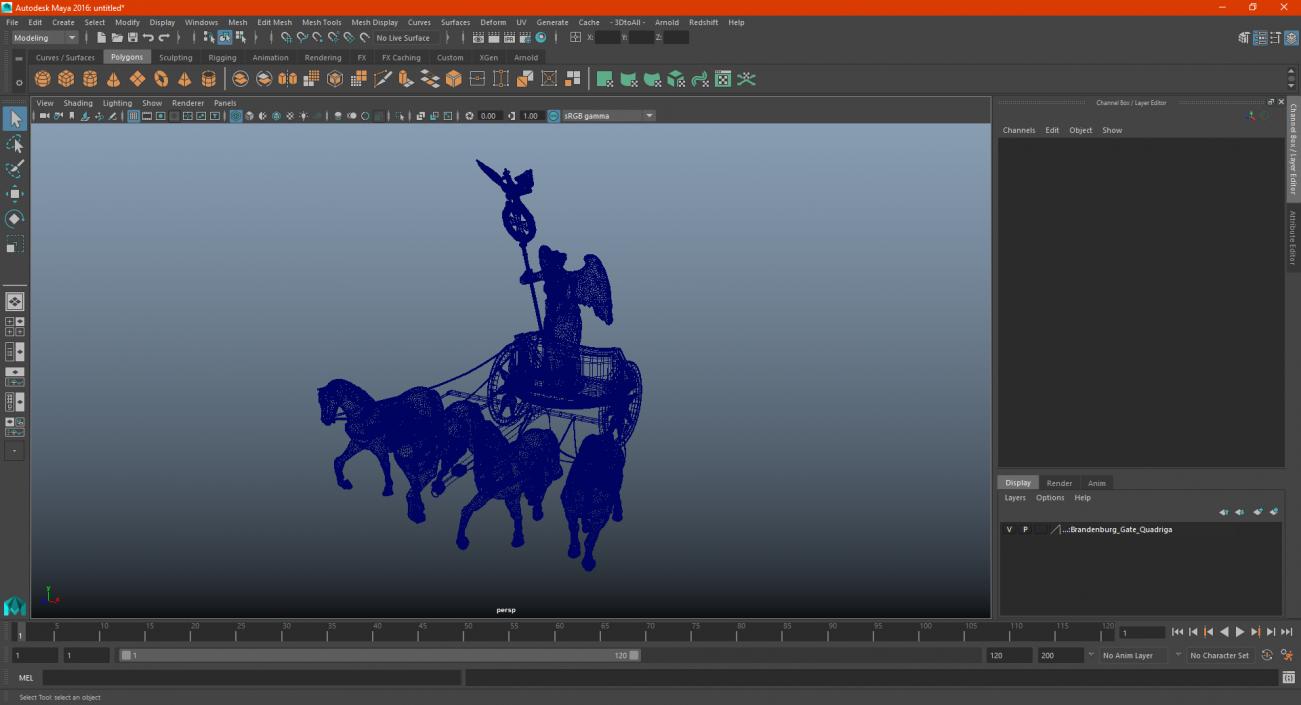 3D model Brandenburg Gate Quadriga