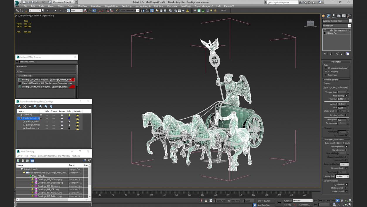 3D model Brandenburg Gate Quadriga