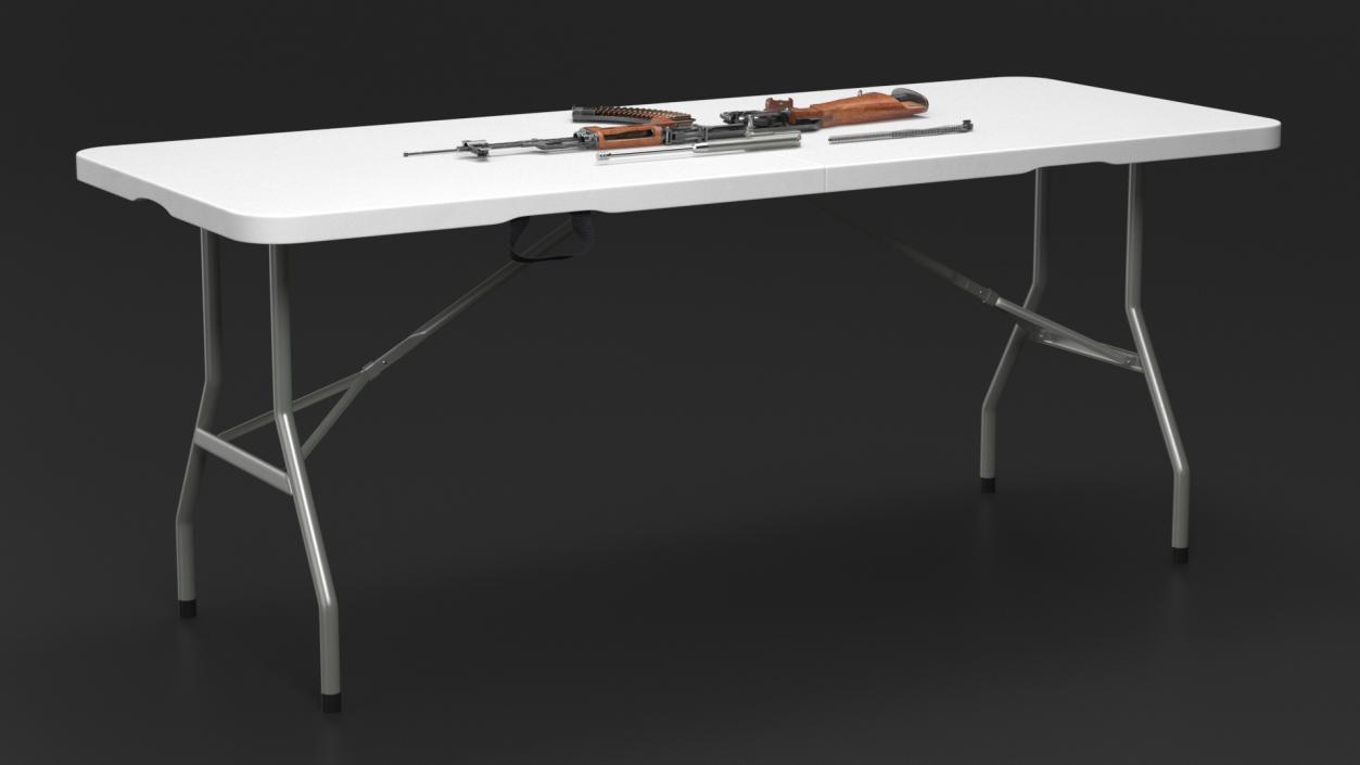 Disassembled AK-47 with a Magazine on the Table 3D