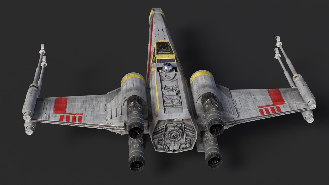 3D model Starfighter X-Wing with Droid R2-D2