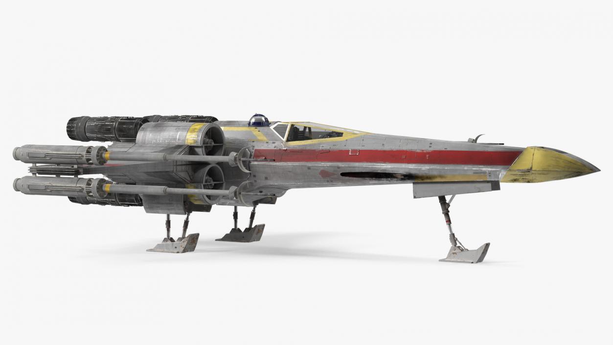 3D model Starfighter X-Wing with Droid R2-D2