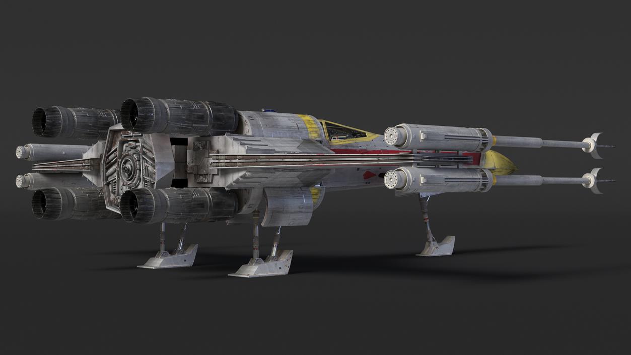 3D model Starfighter X-Wing with Droid R2-D2