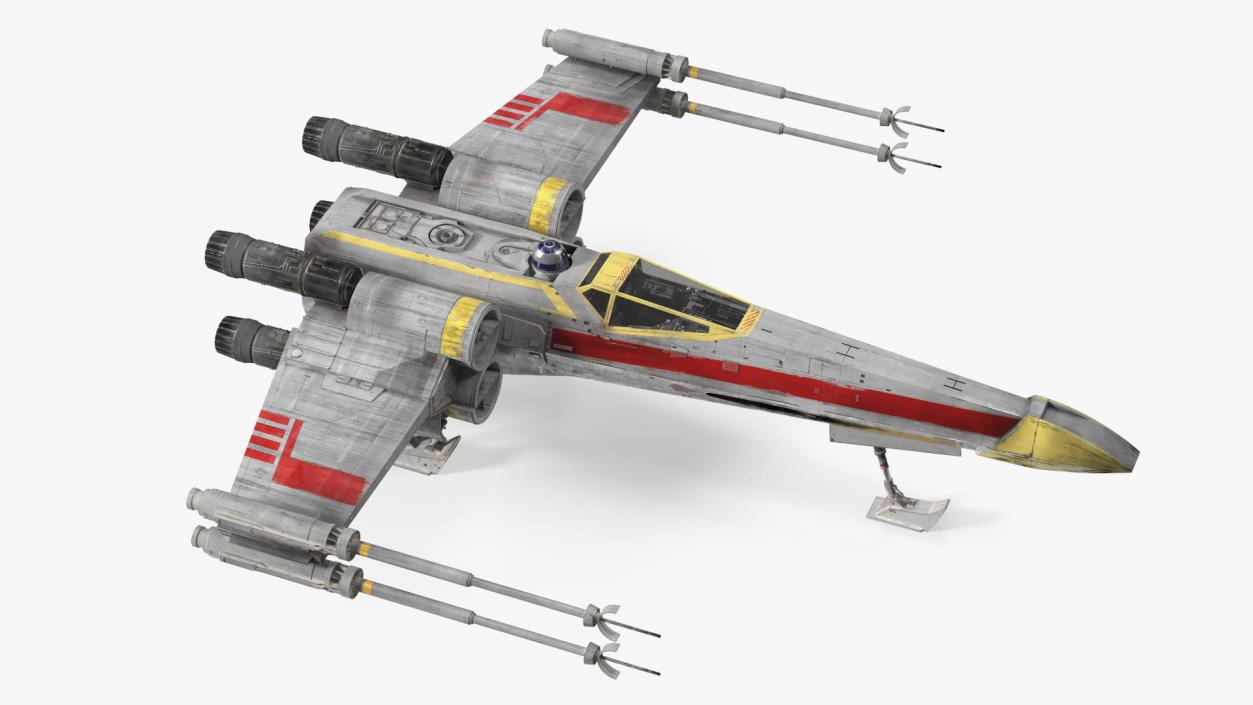 3D model Starfighter X-Wing with Droid R2-D2