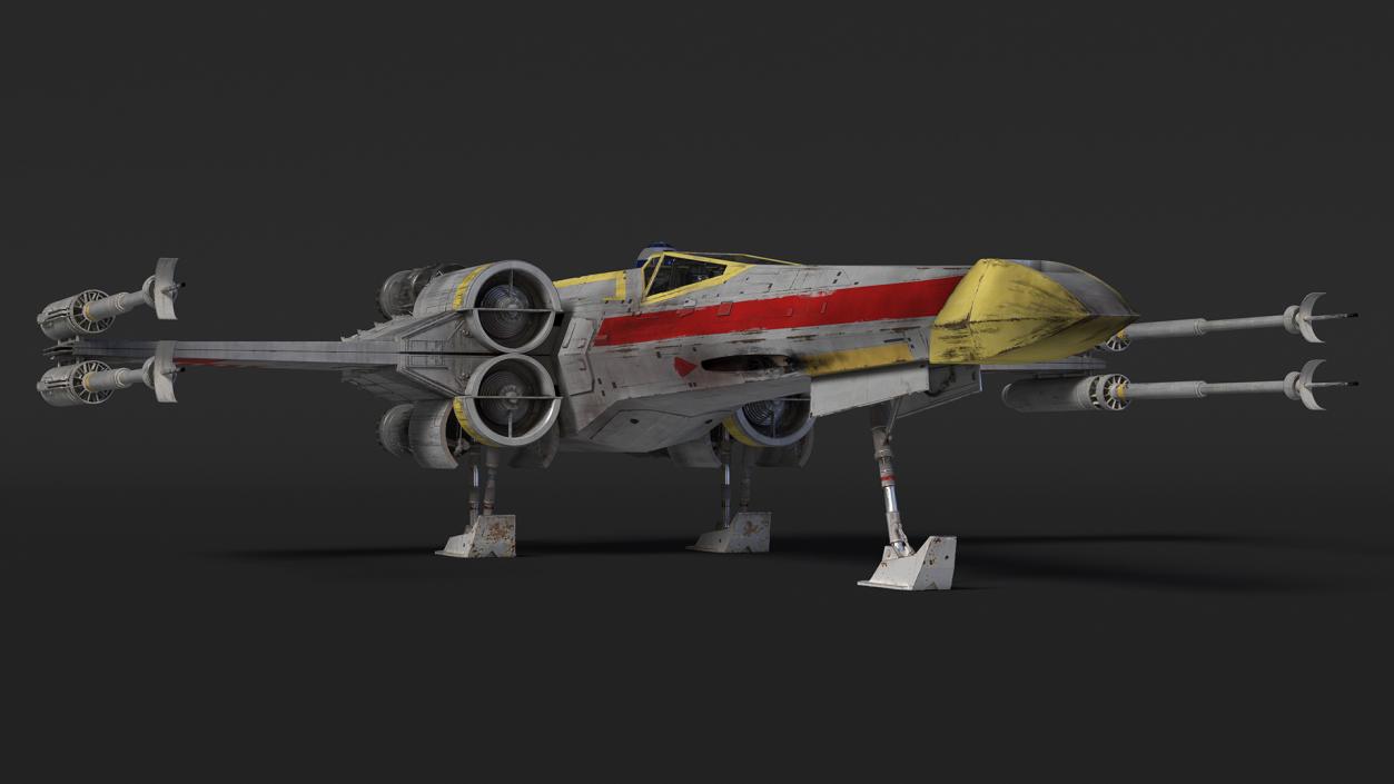 3D model Starfighter X-Wing with Droid R2-D2