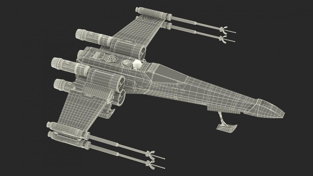 3D model Starfighter X-Wing with Droid R2-D2