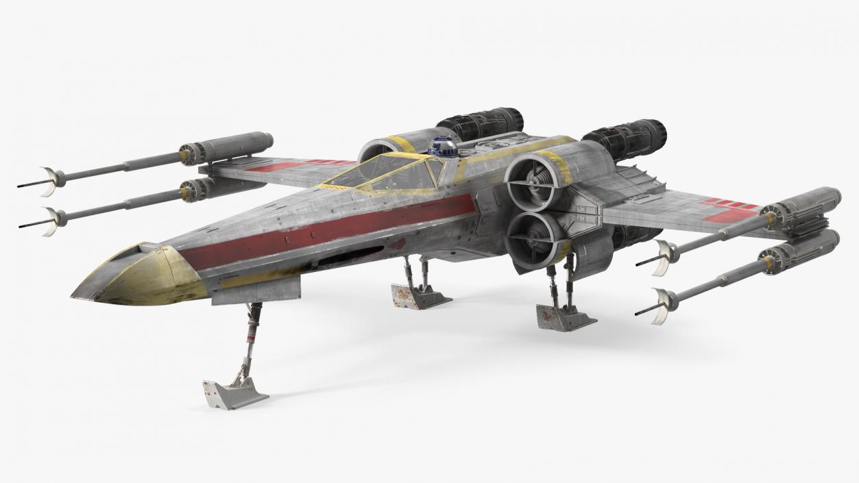 3D model Starfighter X-Wing with Droid R2-D2