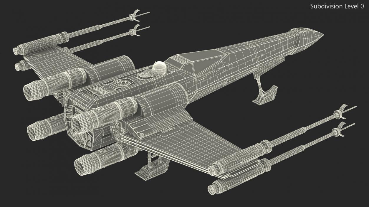 3D model Starfighter X-Wing with Droid R2-D2