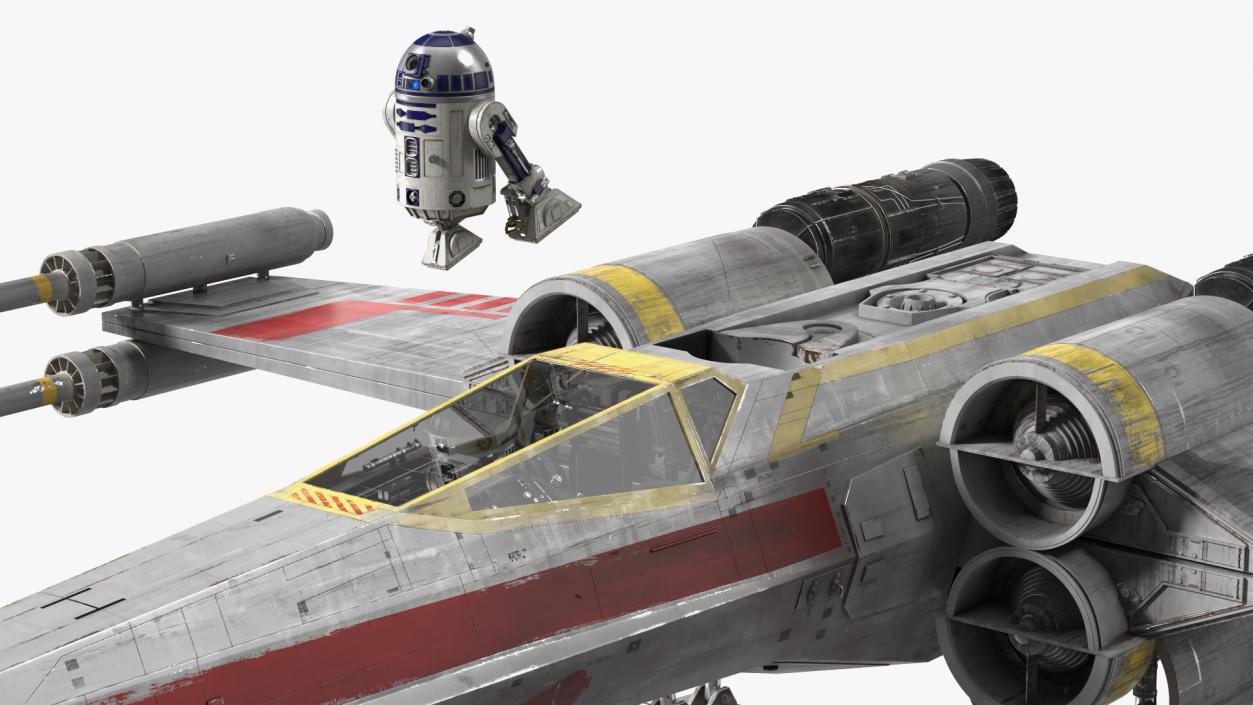 3D model Starfighter X-Wing with Droid R2-D2