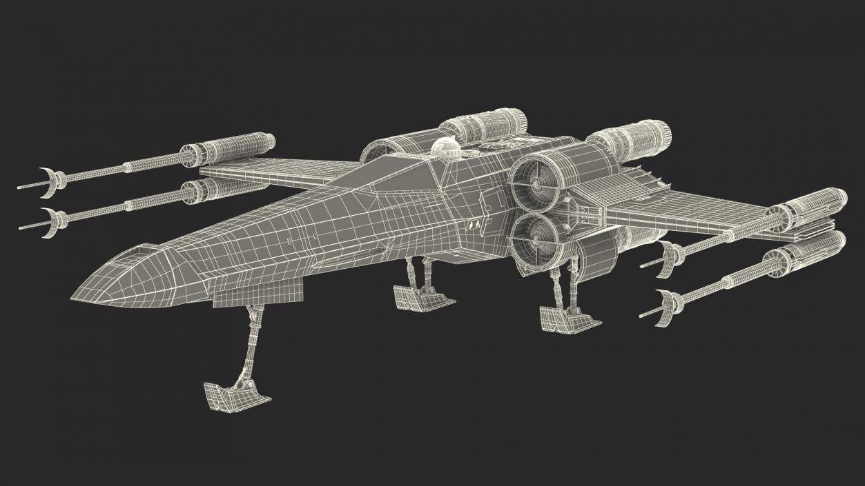 3D model Starfighter X-Wing with Droid R2-D2