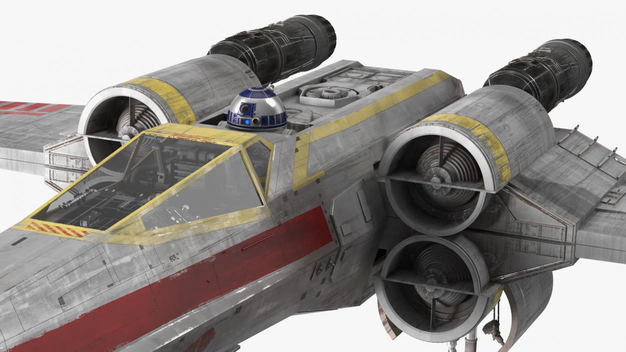 3D model Starfighter X-Wing with Droid R2-D2