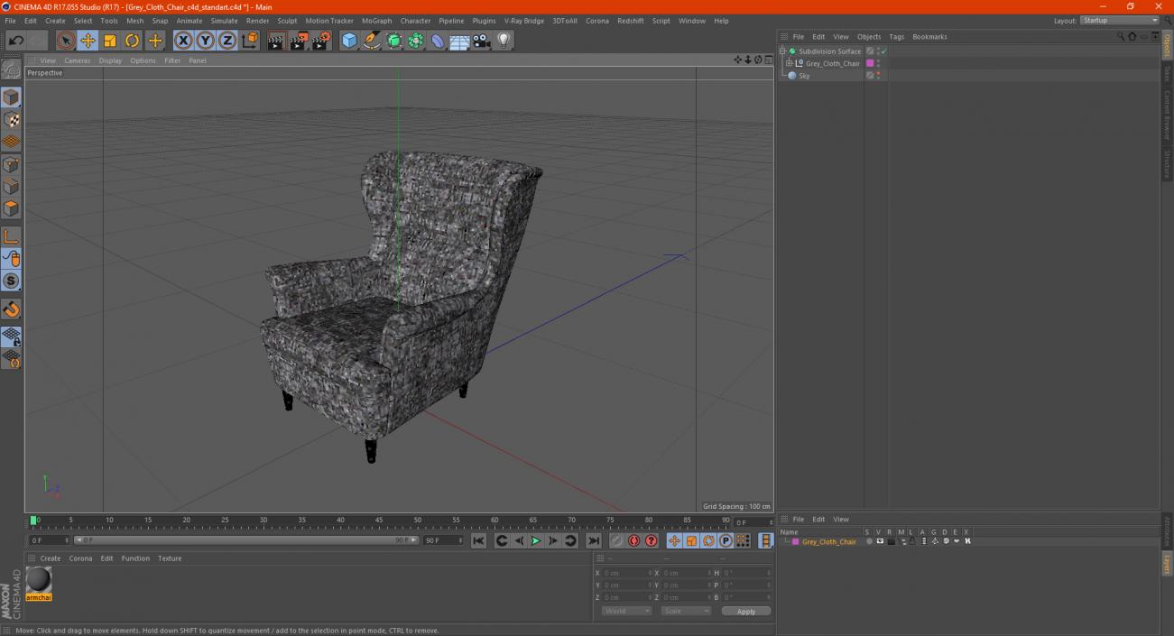 3D Grey Cloth Chair