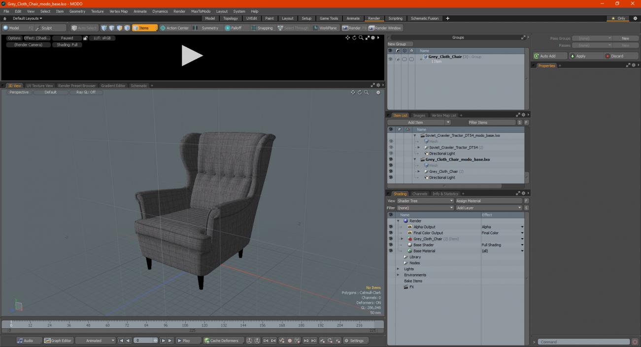 3D Grey Cloth Chair