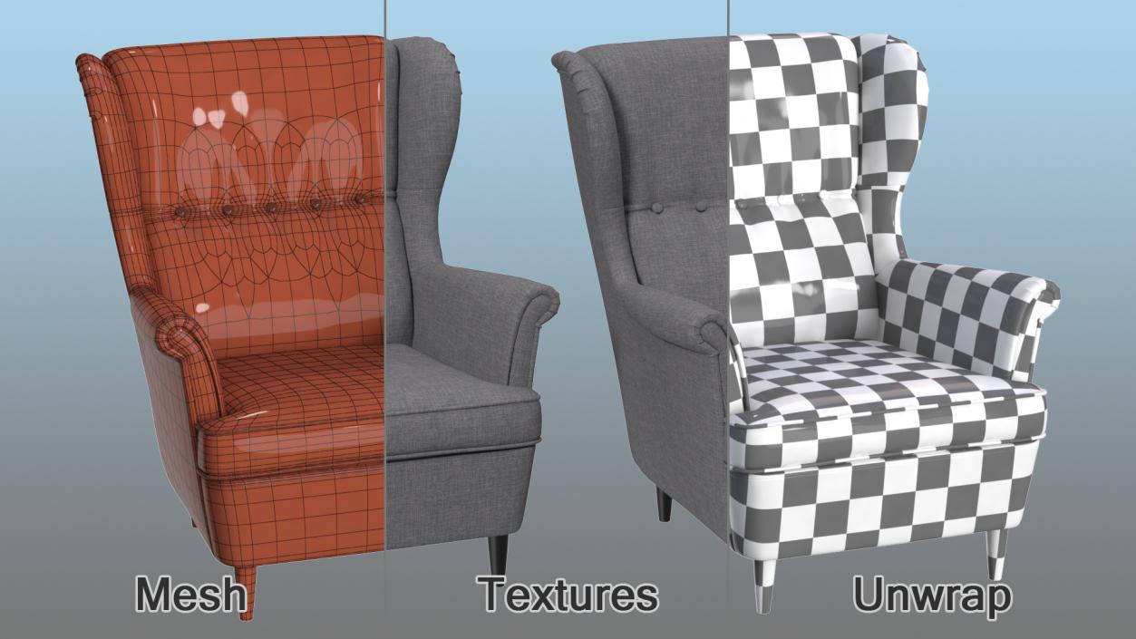 3D Grey Cloth Chair