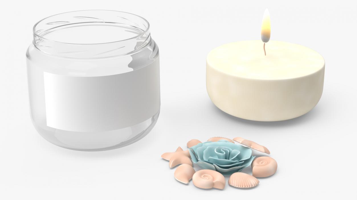 Glass Jar Candle Fire Burns 2 3D model