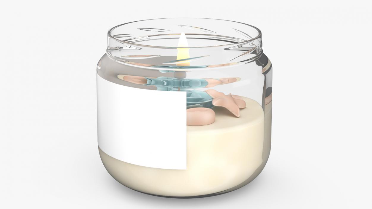 Glass Jar Candle Fire Burns 2 3D model