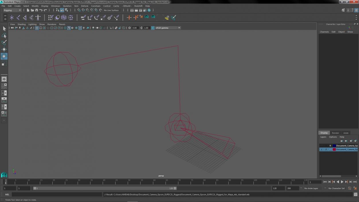 3D model Document Camera Epson ELPDC21 Rigged for Maya