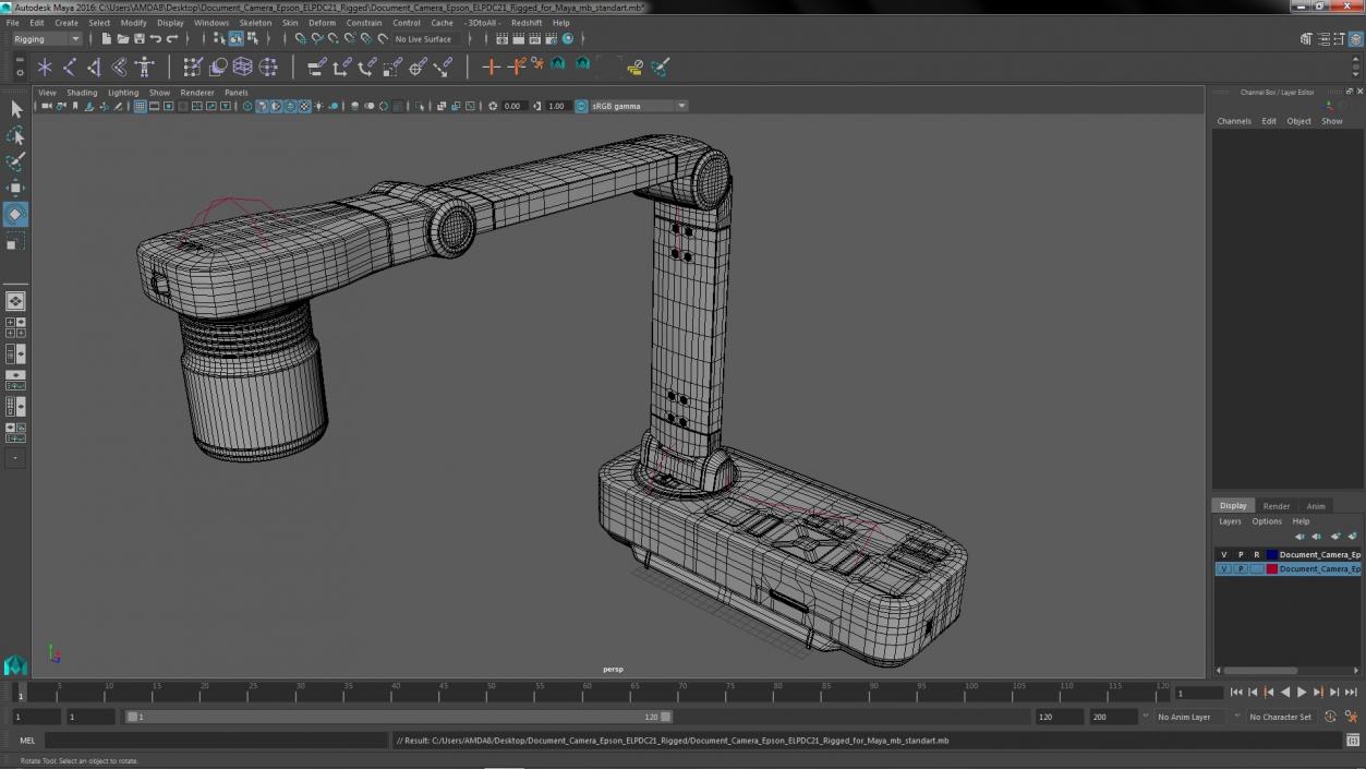 3D model Document Camera Epson ELPDC21 Rigged for Maya