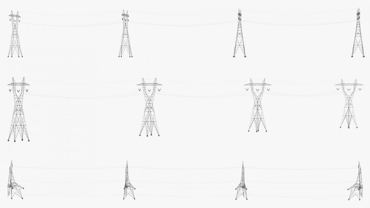 3D 500kV LST Transmission Line Supports