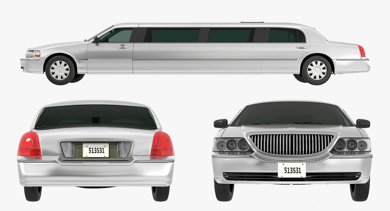 Limousine Generic White Simple Interior 3D model