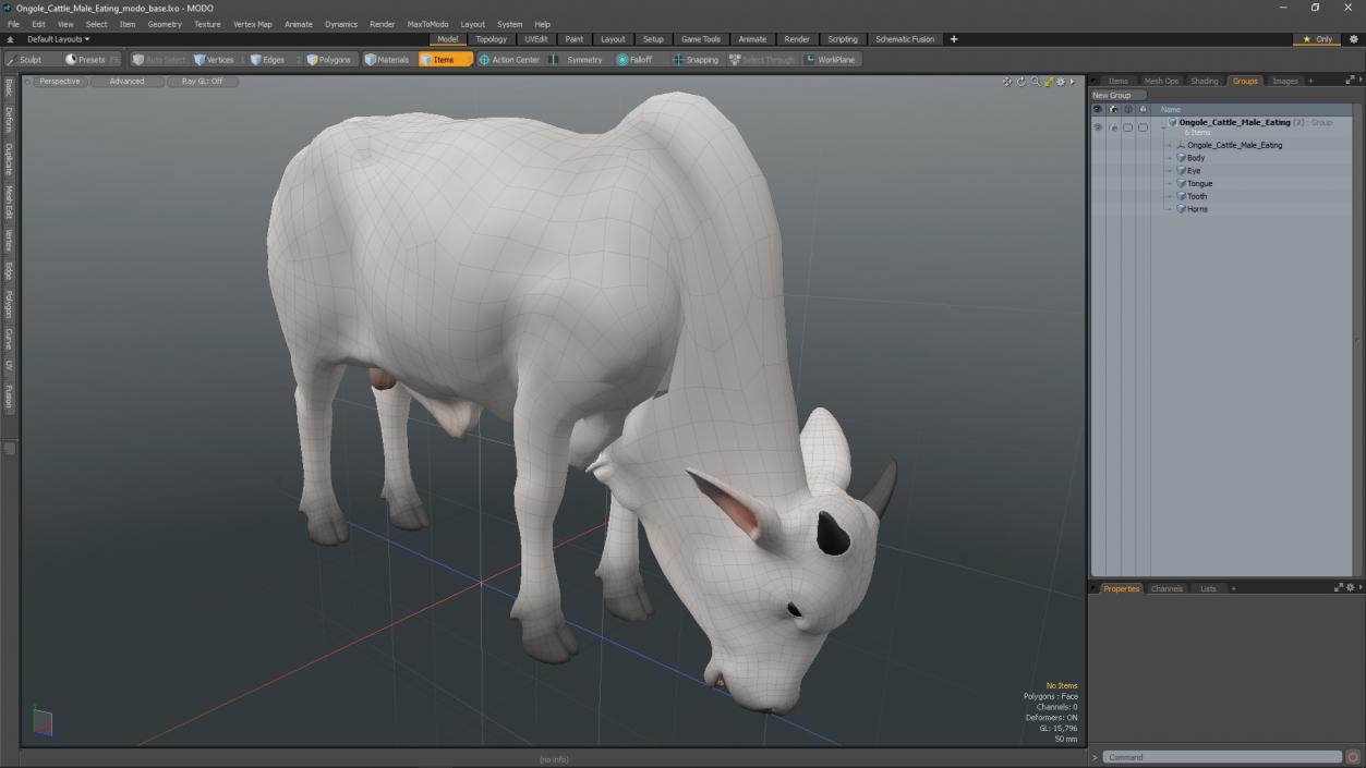 3D model Ongole Cattle Male Eating