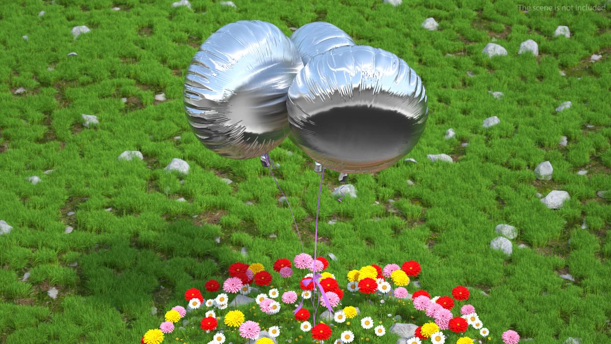 3D Party Helium Balloons Chrome model