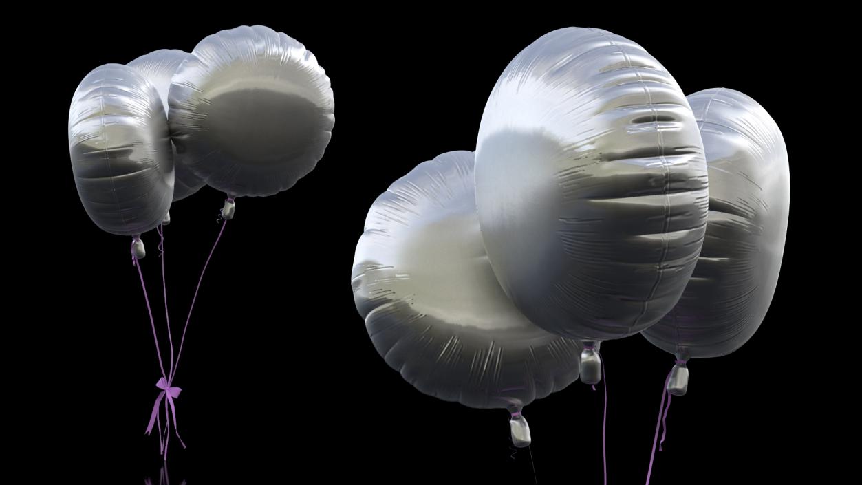 3D Party Helium Balloons Chrome model