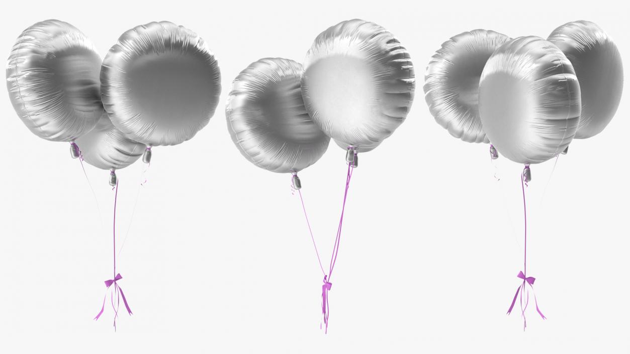 3D Party Helium Balloons Chrome model