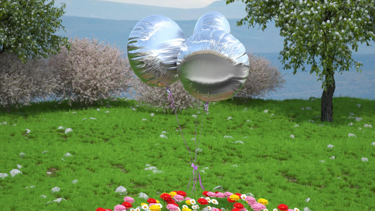 3D Party Helium Balloons Chrome model