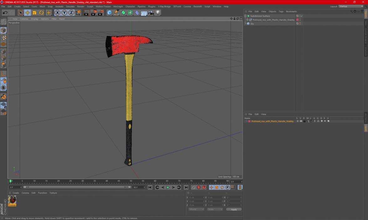 Pickhead Axe with Plastic Handle Shabby 3D model