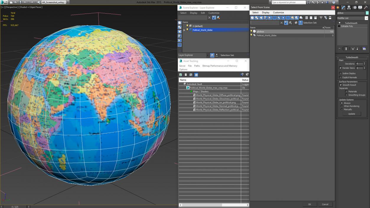 3D Political World Globe