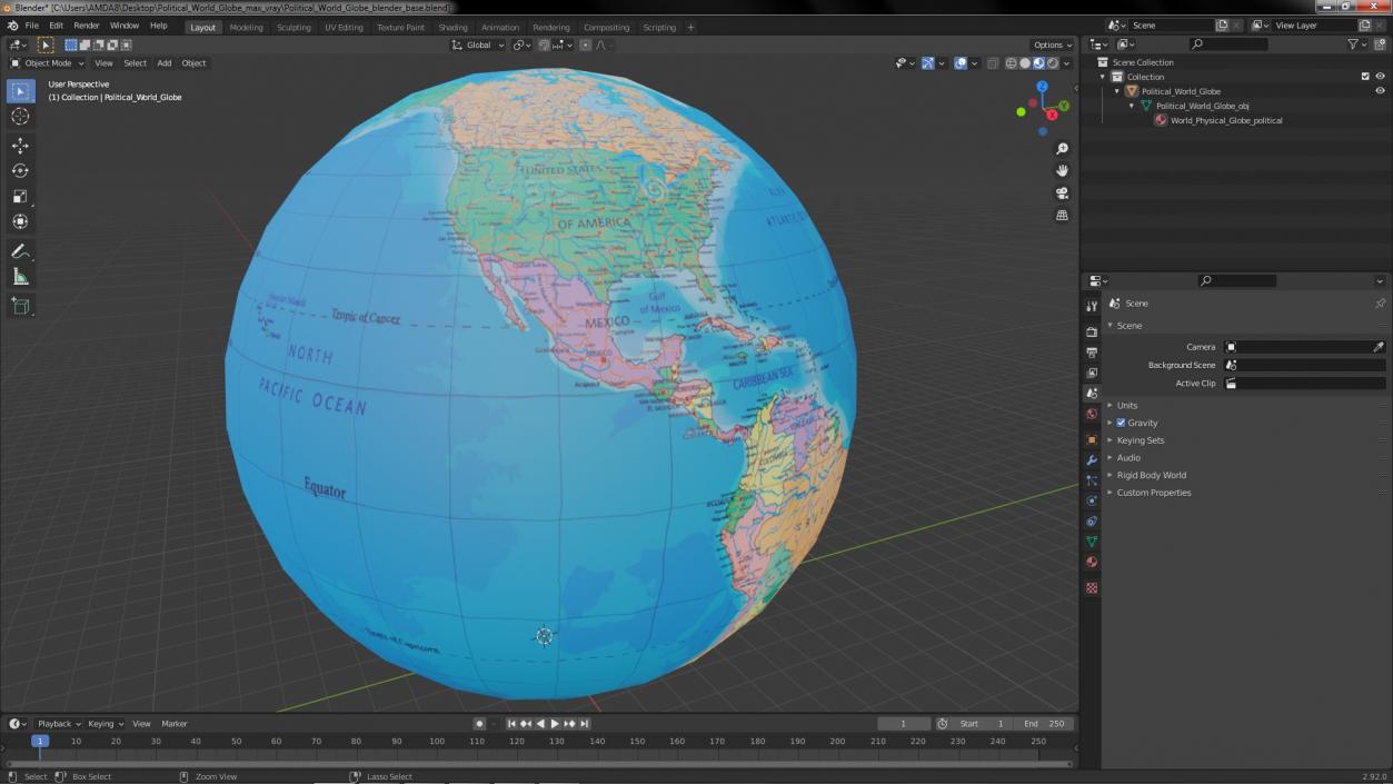 3D Political World Globe