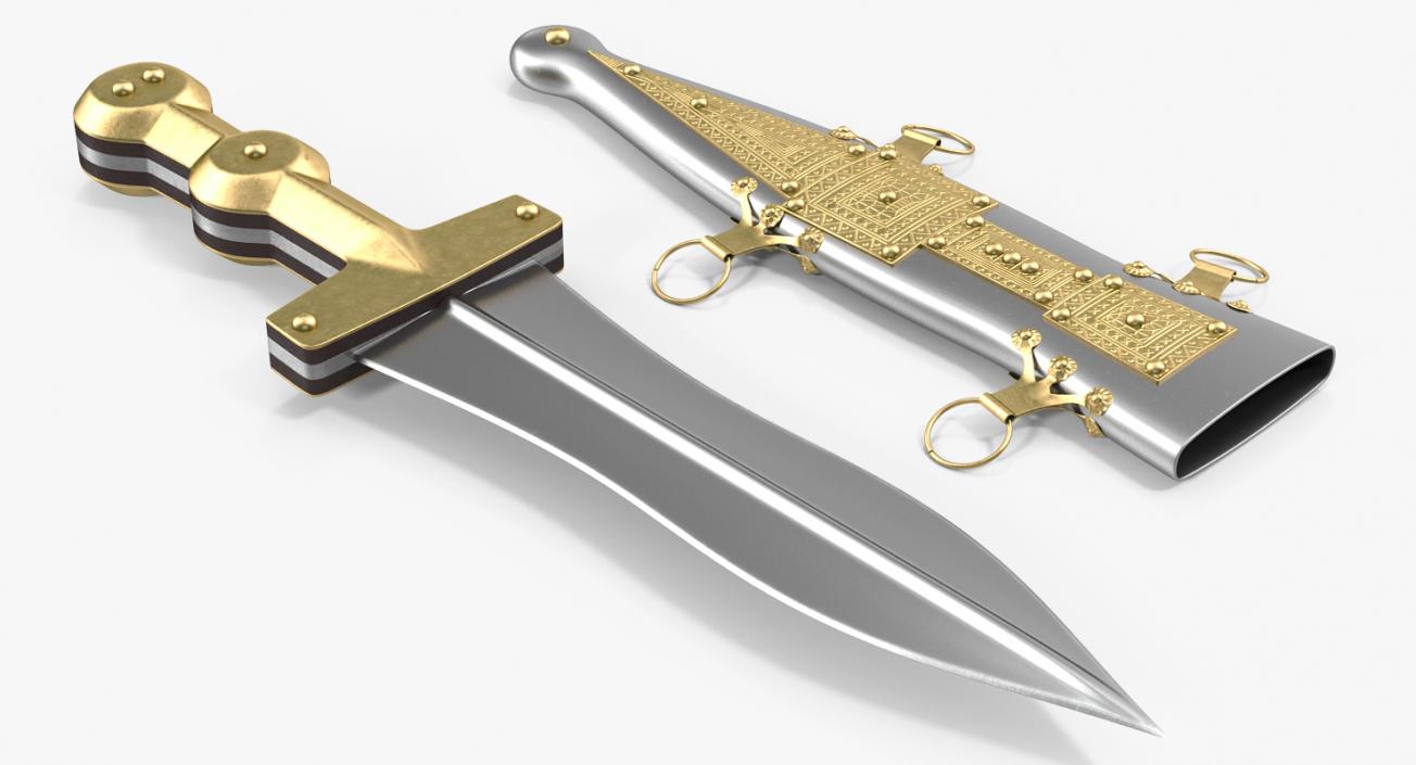 3D model Roman Pugio Dagger with Sheath