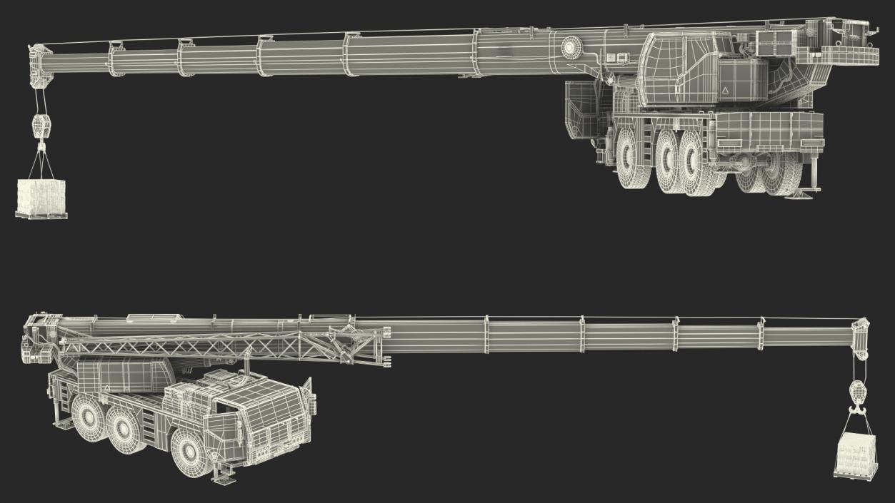 3D Compact Mobile Crane Liebherr With Load Rigged