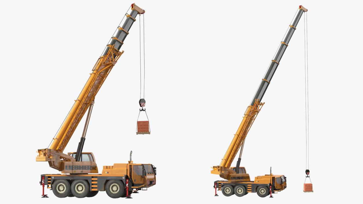 3D Compact Mobile Crane Liebherr With Load Rigged