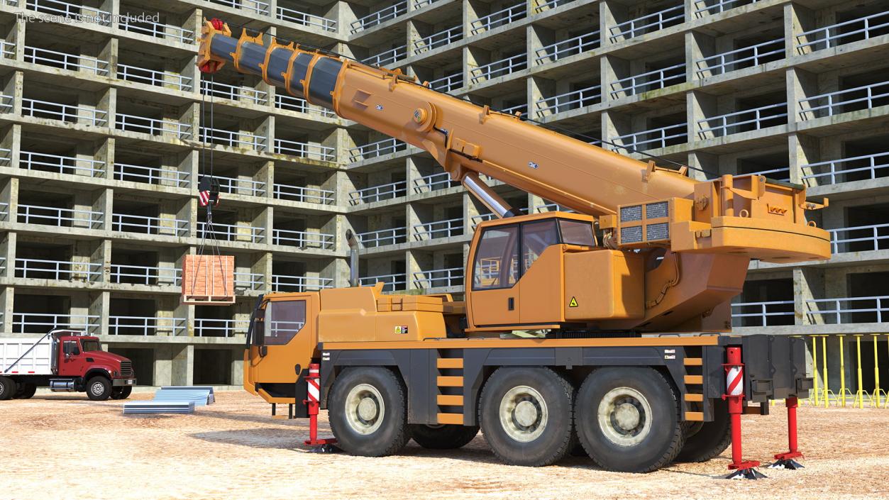 3D Compact Mobile Crane Liebherr With Load Rigged