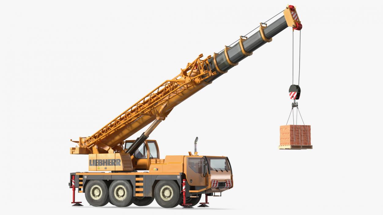 3D Compact Mobile Crane Liebherr With Load Rigged