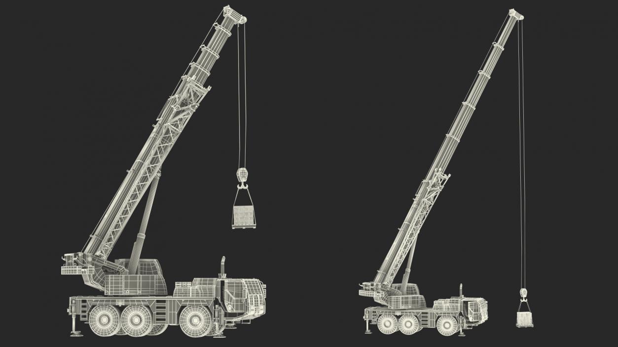 3D Compact Mobile Crane Liebherr With Load Rigged