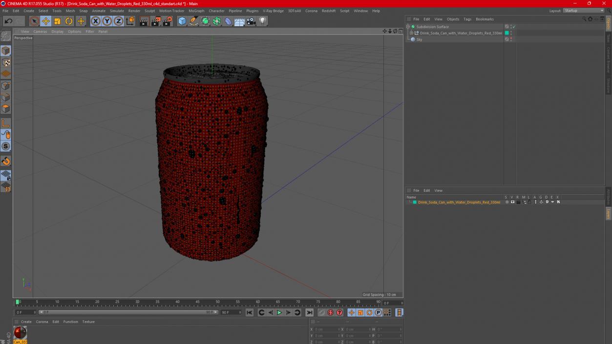 Drink Soda Can with Water Droplets Red 330ml 3D model