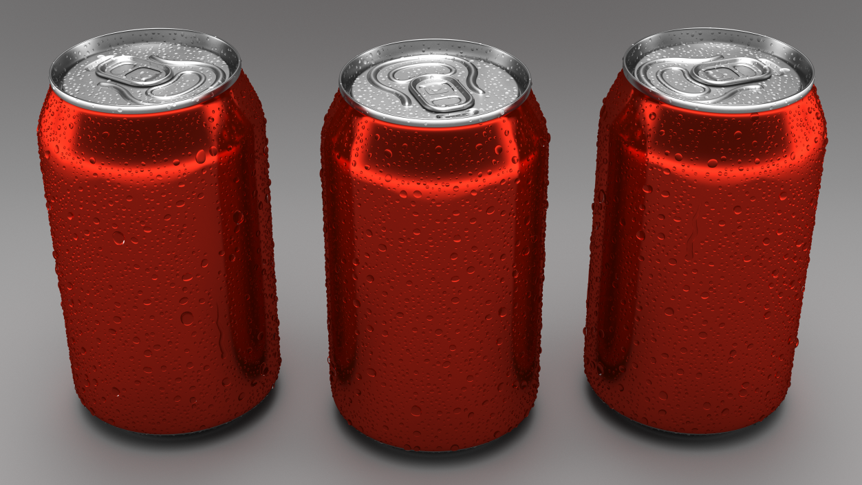 Drink Soda Can with Water Droplets Red 330ml 3D model