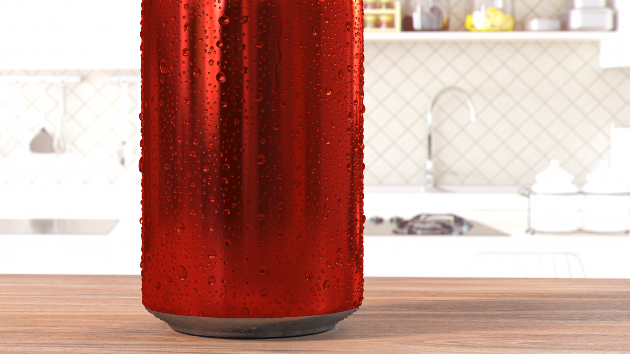 Drink Soda Can with Water Droplets Red 330ml 3D model