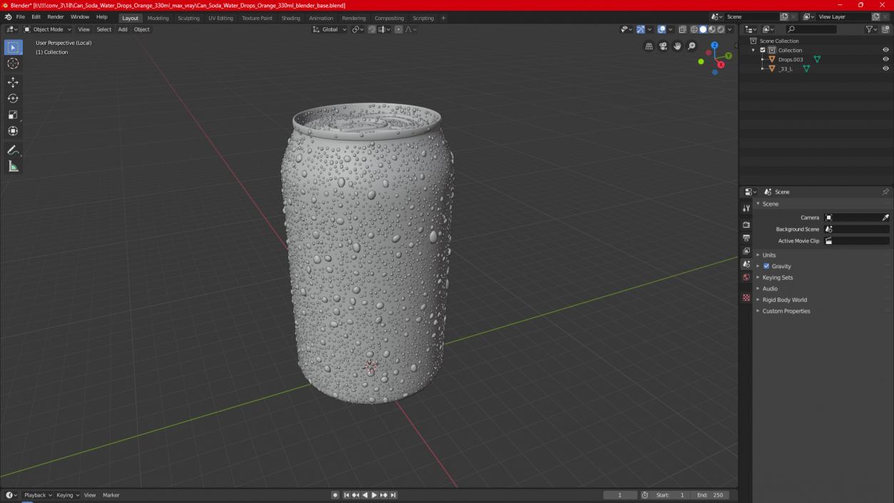 Drink Soda Can with Water Droplets Red 330ml 3D model