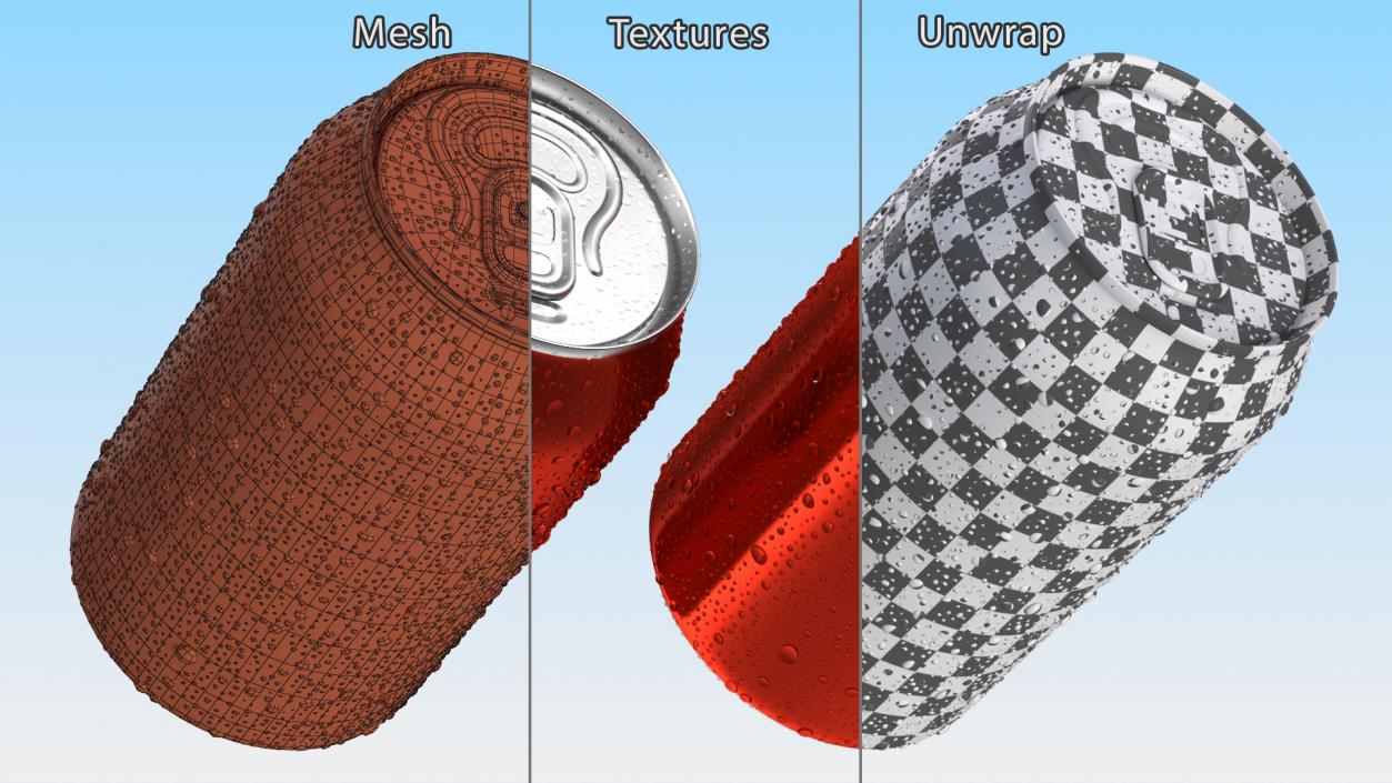 Drink Soda Can with Water Droplets Red 330ml 3D model