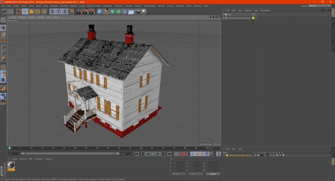 3D model Antique Wooden House