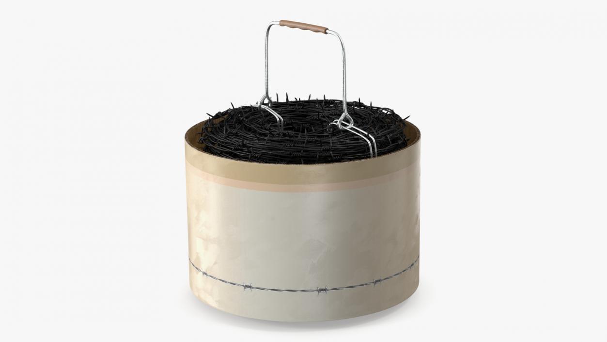 3D model Barbed Black Wire in Cardboard Packaging