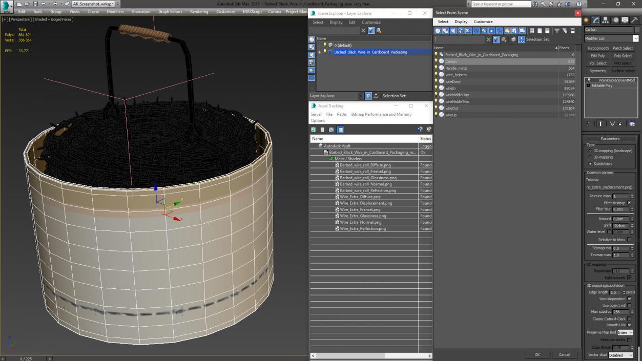 3D model Barbed Black Wire in Cardboard Packaging