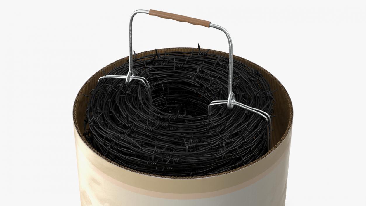 3D model Barbed Black Wire in Cardboard Packaging