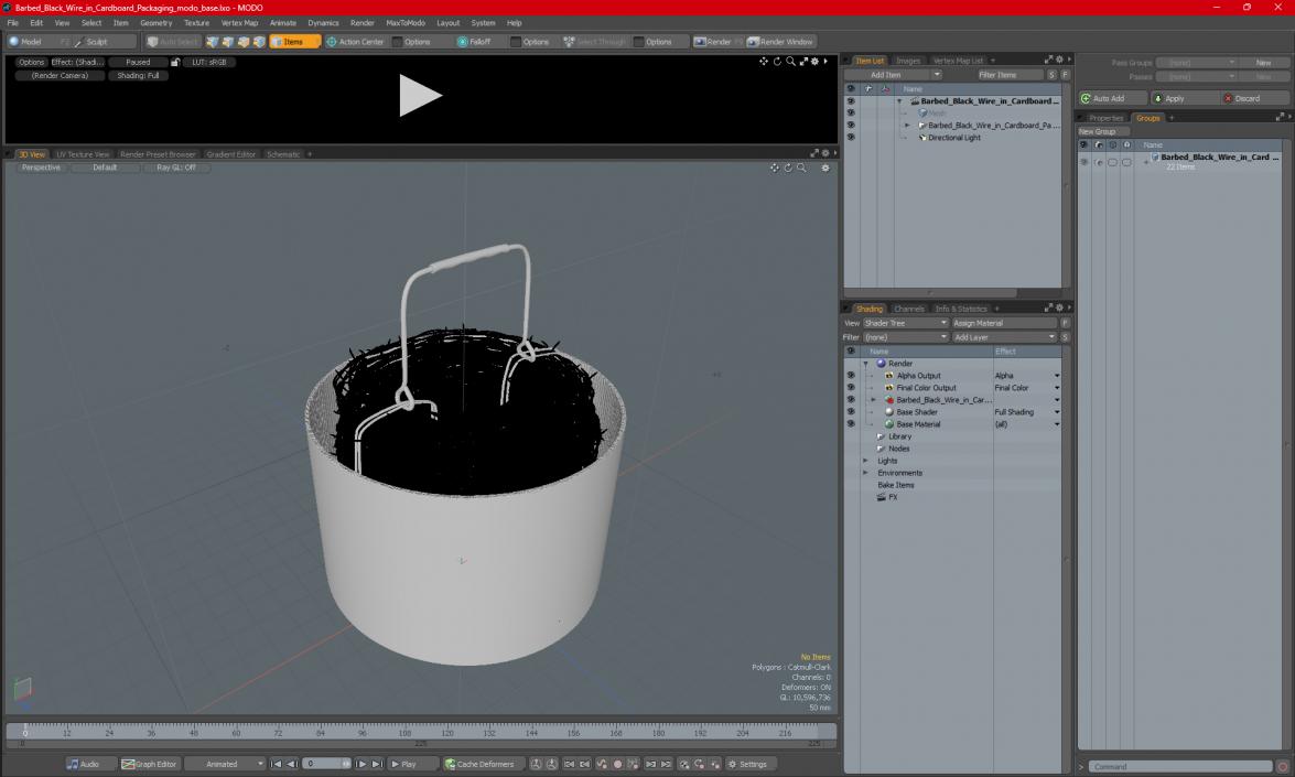 3D model Barbed Black Wire in Cardboard Packaging