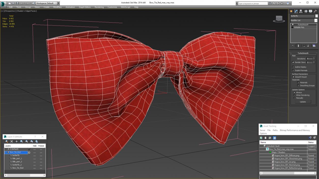 3D Bow Tie Red